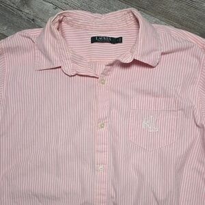 Lauren Ralph Lauren | Green Label Striped 100% Cotton Poplin Sleep Shirt Sz Lg